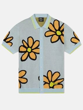 NWT WeSC S/S Polo Collar Cardigan Daisys (Winter Sky)